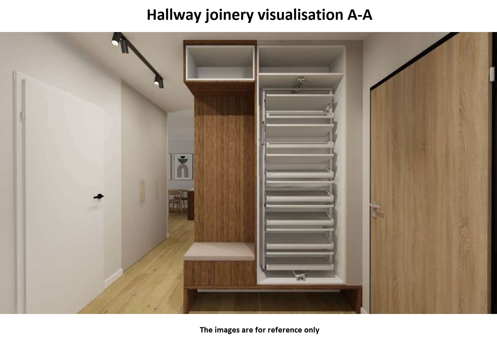 Entrance hall visualization I Pull-out shoe rack
